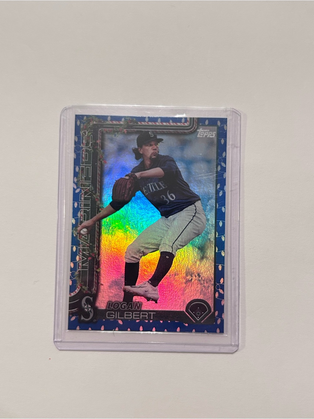 Logan Gilbert Holo Blue Baseball Card - Topps